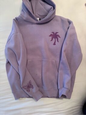 Purple “For The Hope of It All” Pink Palm Puff Hoodie